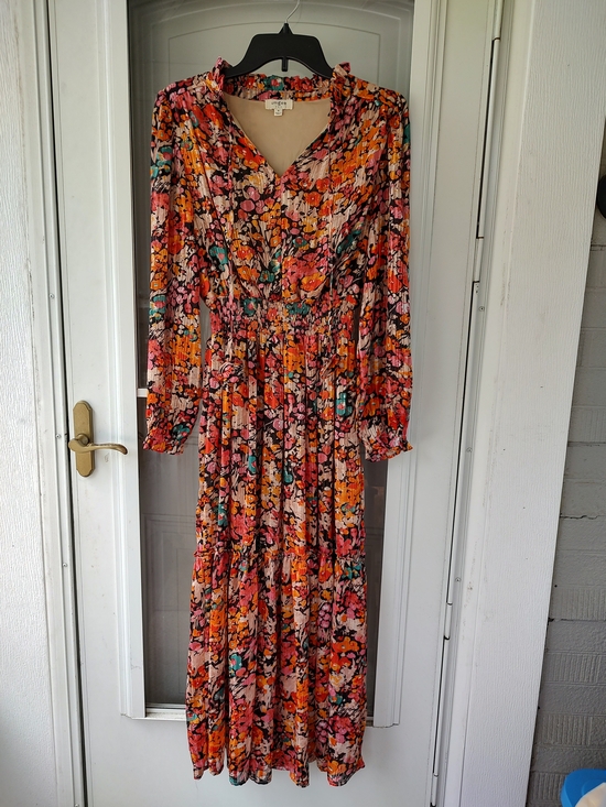 Umgee Dresses & Skirts - Umgee Floral Tiered Long Sleeve Maxi Dress - Pink Orange Floral